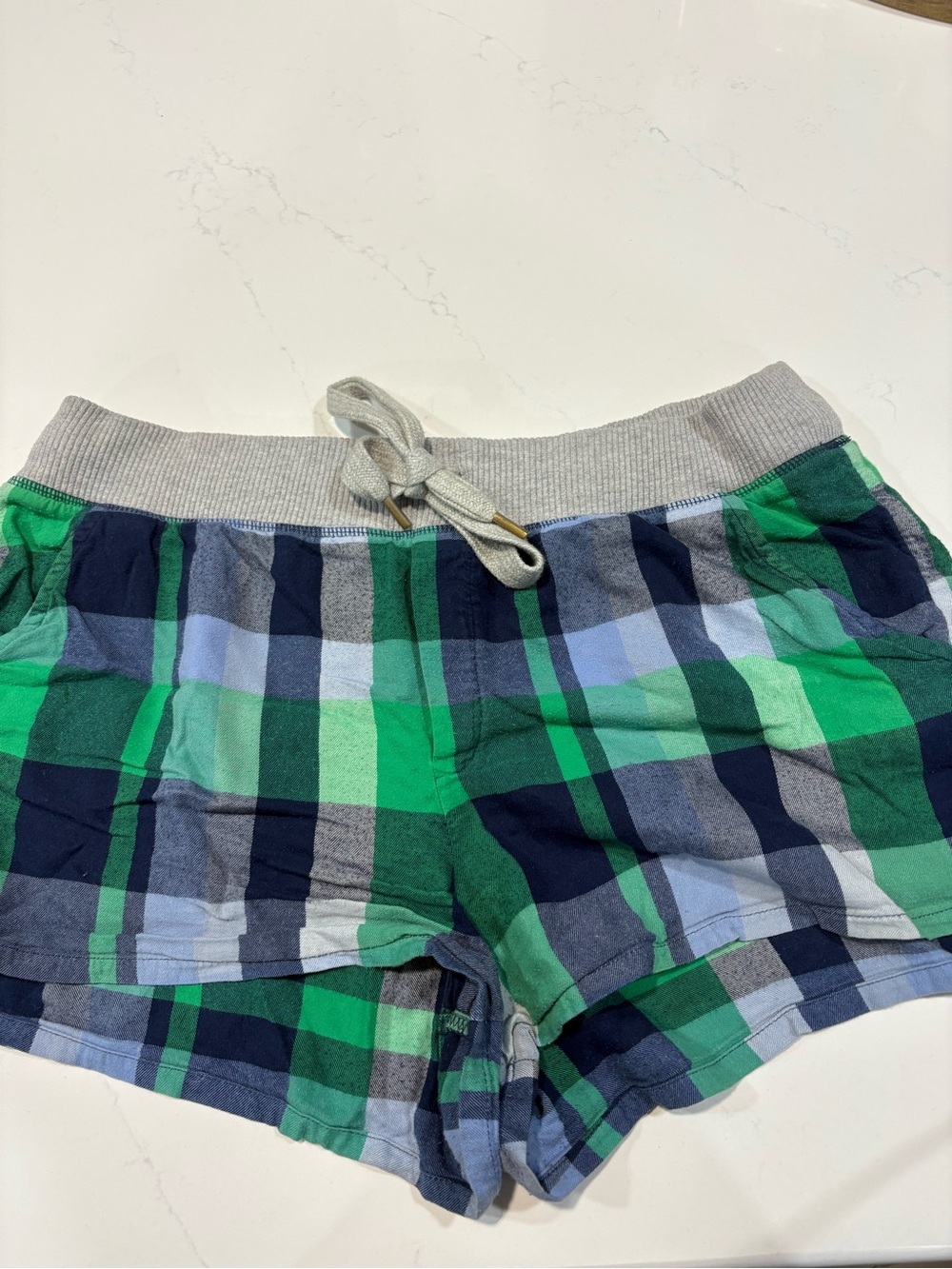 WMNS Aerie Blue Green Plaid Pajama Shorts Sz Large